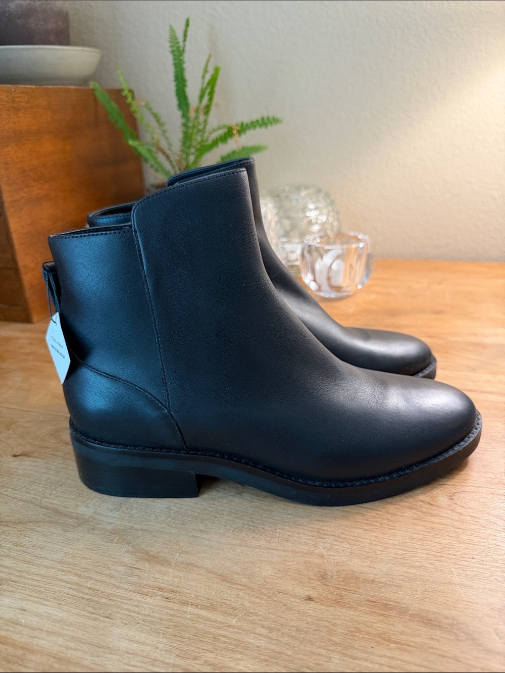 Cole Haan Waterproof Black Leather Ankle Booties
